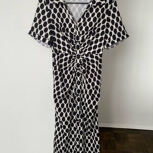 SHEIN Elegant Black and White Patterned Dress M